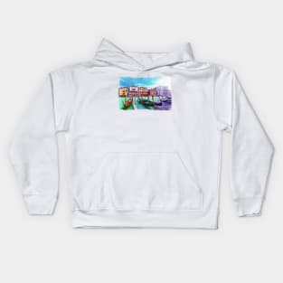 Venice Watercolor Cityscape Kids Hoodie